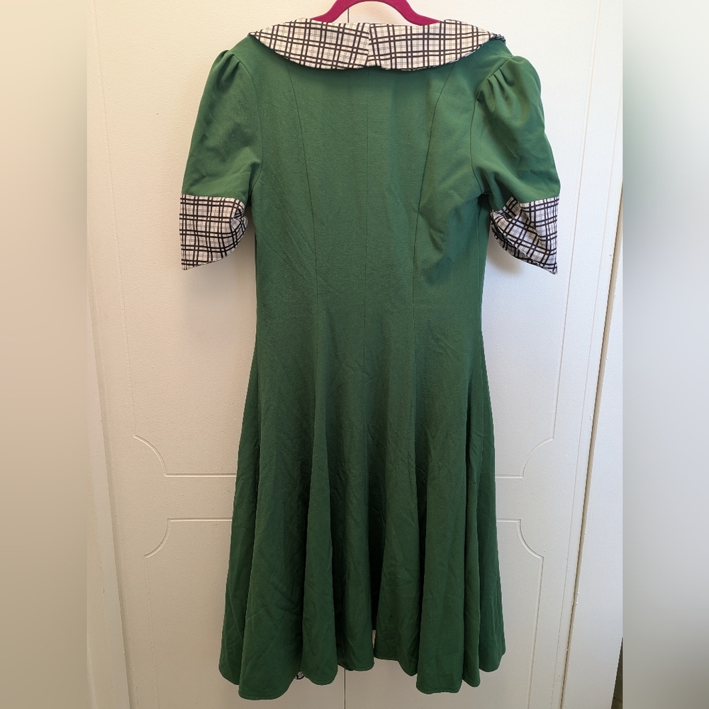 Tatyana Green Plaid Collar Pin-up Dress - Picture 3 of 3